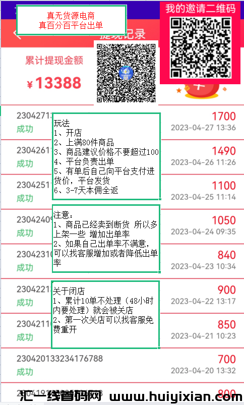 淘货铺无货源电商 百分百平台出単 躺赚模式 半个月日赚1700+-汇一线首码网