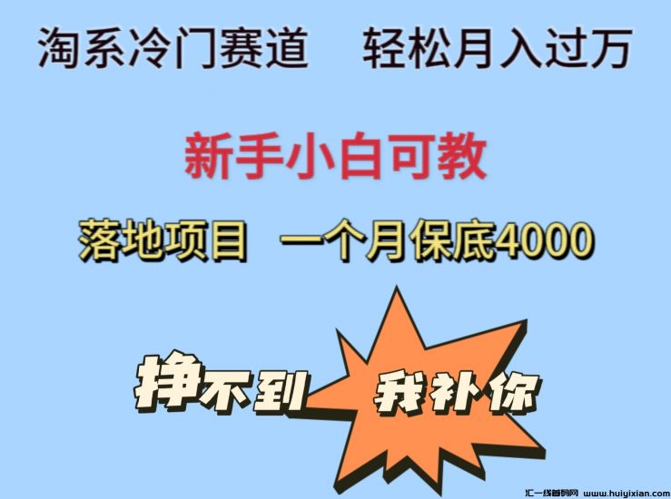 T宝冷门赛道，一个月保底挣4000+，挣不到我补给你，抓紧上车 ！！！-汇一线首码网