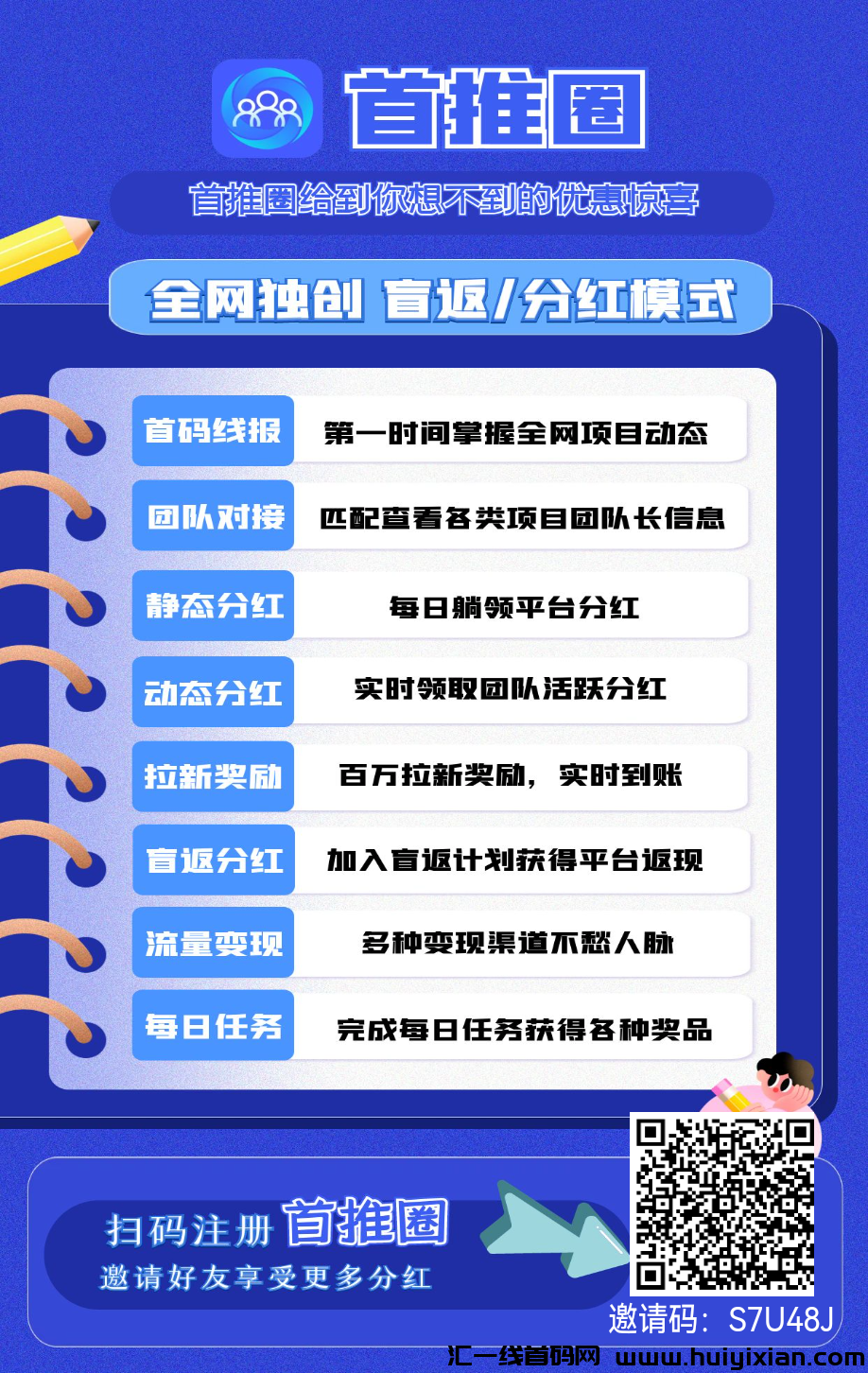 首推圈，首码刚出，零撸分h+消费返佣+项目推广，超汲躺赚绿色广告引流平台，免費发布项目，推广效果好。-汇一线首码网